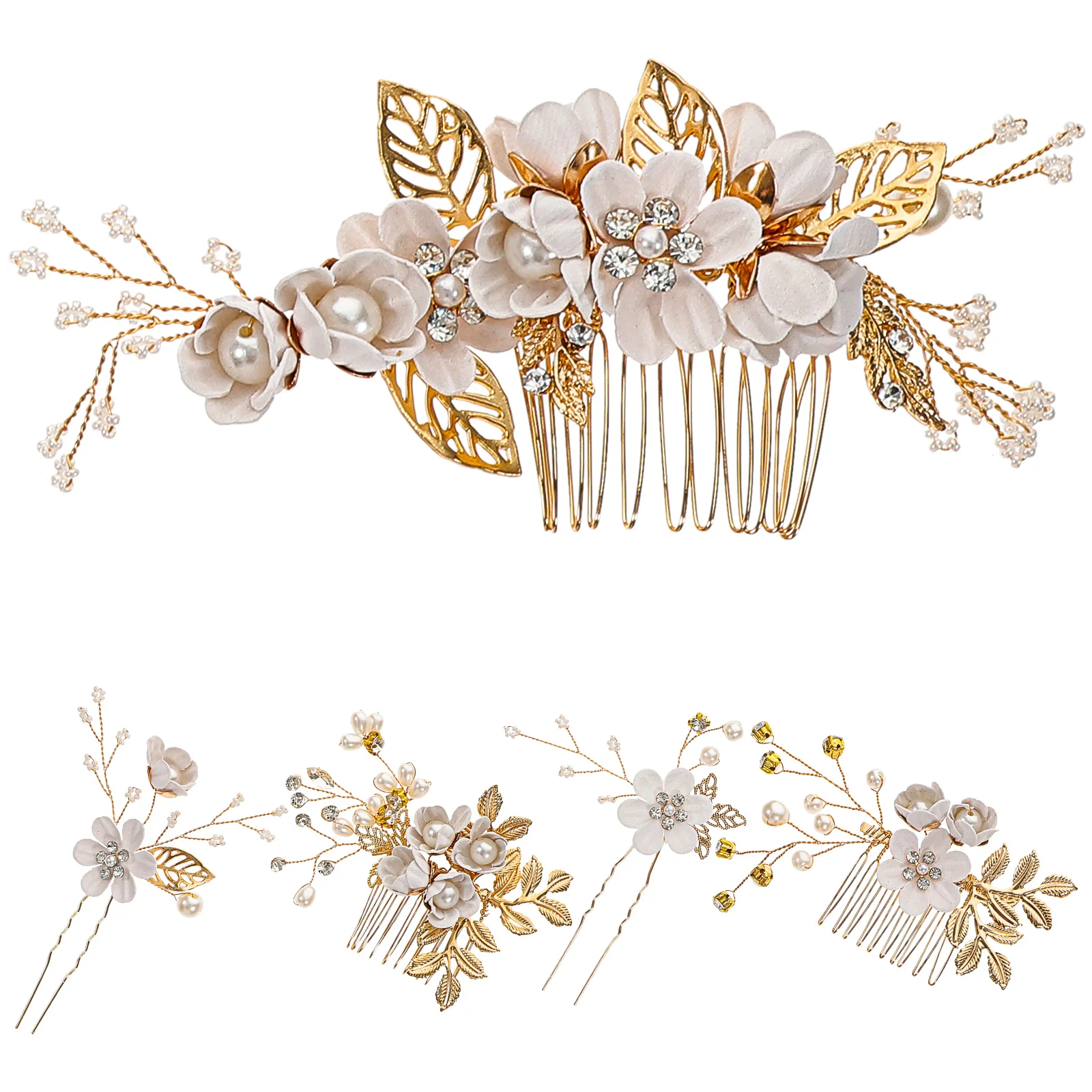 

Hair Comb Wedding Headpiece Bride Clip Women Headpieces Girls Accessories Bridal Flower Headdress Rhinestone Hairpin Girl Floral