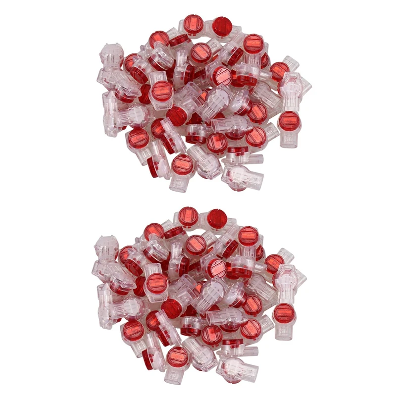 

110 Pieces Gel Splice UR Connector 3 Port Wire Connectors Red+Clear