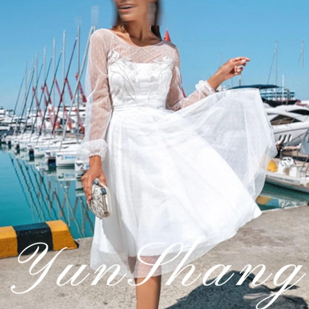 YunShang очаровательный элегантный свадебный халат длиной до колена с длинными