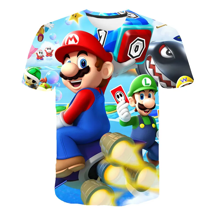 

3D Short Sleeve T-shirt, Children's and Boys' Print, Animated Pattern, Casual Top, Loose, Round Neck, Humor, Suitable for Summer
