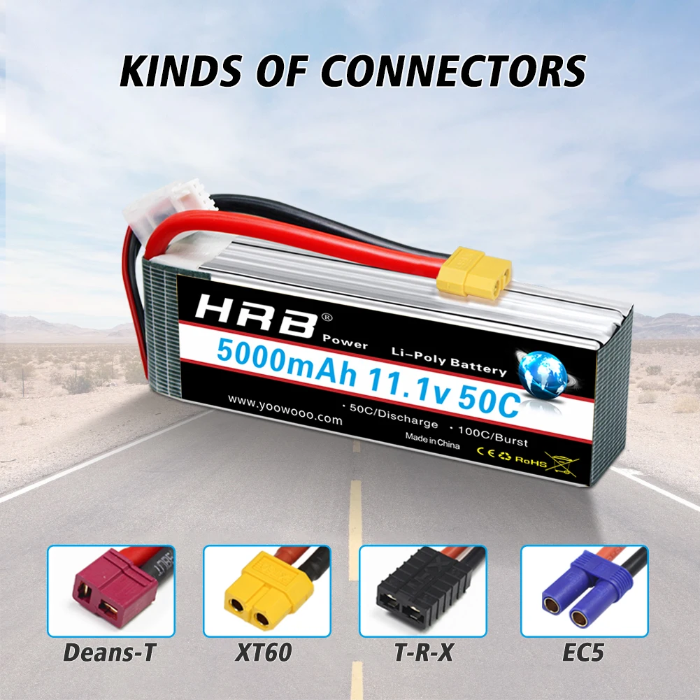 2pcs hrb 3S Lipo Battery 11.1V 5000mah RC 50C with XT60 T EC5 TRX plug for Traxxas Losi Arrma Car Truck Boat Drone Airplane | Игрушки и