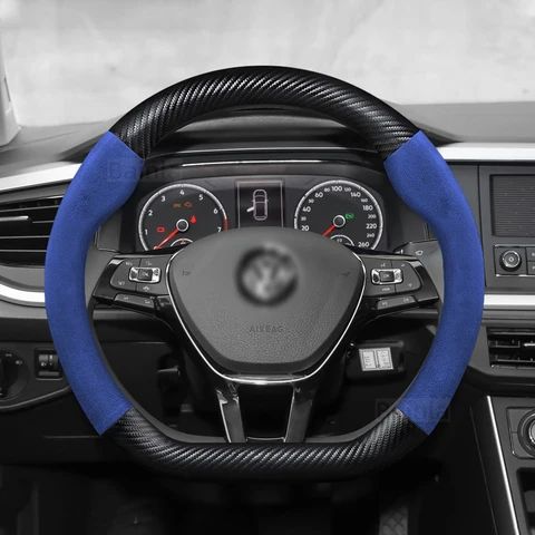 Кожаный чехол на руль автомобиля из микрофибры для Volkswagen VW Golf R MK7 Golf 7 GTI VW Polo GTI Scirocco 2015-2022 2023 2024