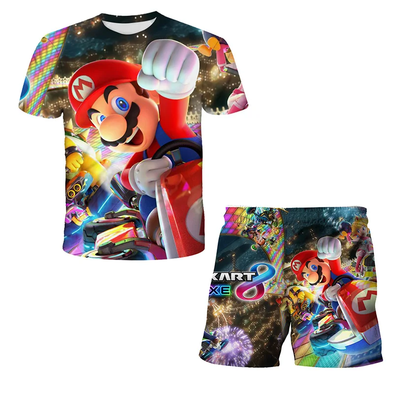 

Summer Suit Mario- T-shirt 4 To 14 Years Baby Boys Clothing Sets Kids Sets 2pcs Short Sleeve Tshirts+shorts Child Boy Outfits