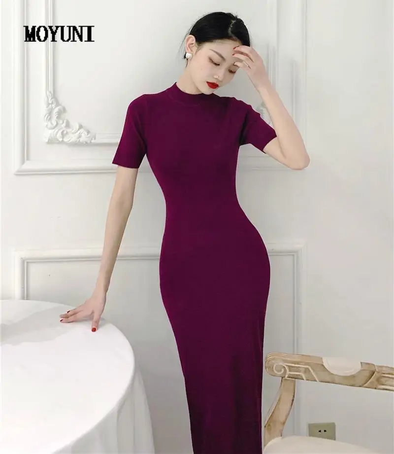 

Temperament Elastic Hip Slim O Short Sleeve Black Knitted Dress Women Wild Robe Femme Sexy Elegant Vestidos De Mujer Autumn