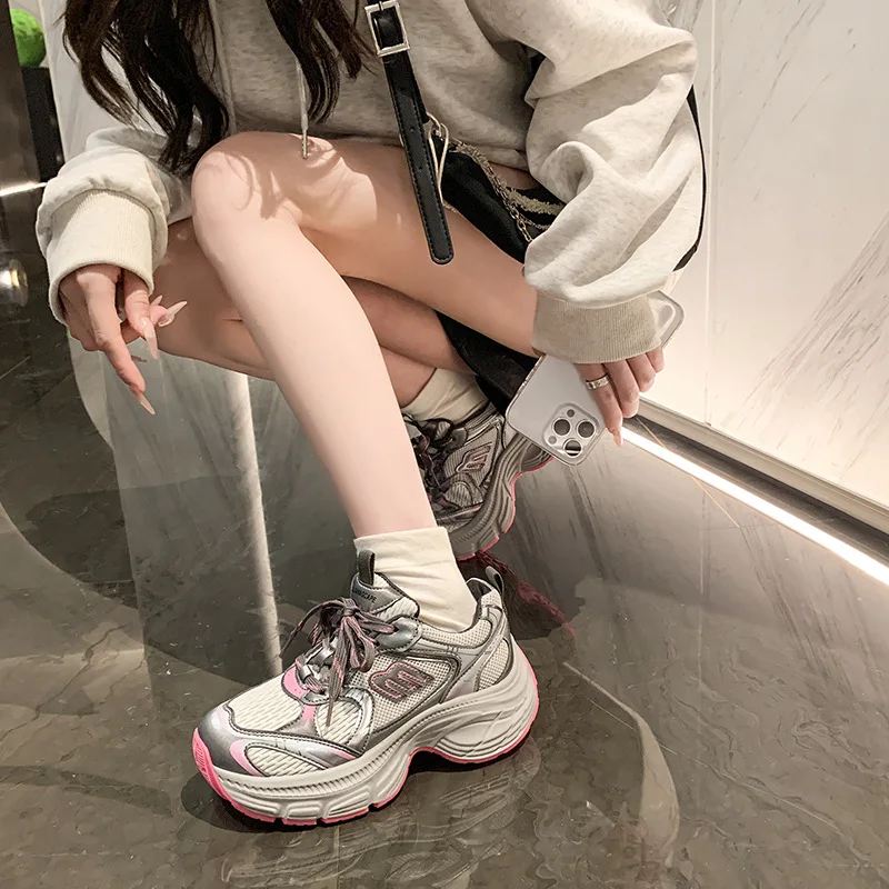 Новинка Весна 2024 Папины туфли женские универсальные дышащие кроссовки на