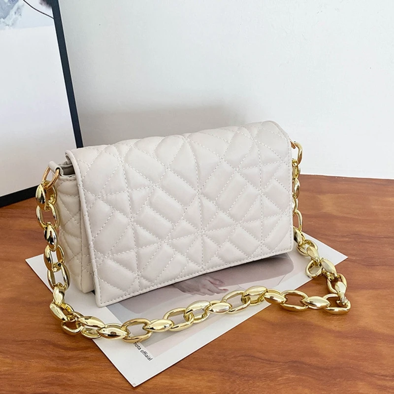 

Women's Shoulder Bags Thick Chain Quilted Purses Handbag Women Clutch Underarm Bag Ladies Hand Bag