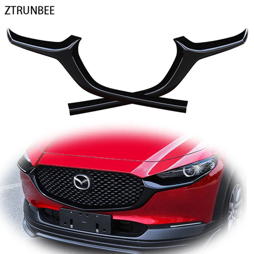 

Глянцевая черная передняя решетка для автомобиля гоночного автомобиля, боковой молдинг, отделка крышки, Аксессуары для Mazda центральный бам...