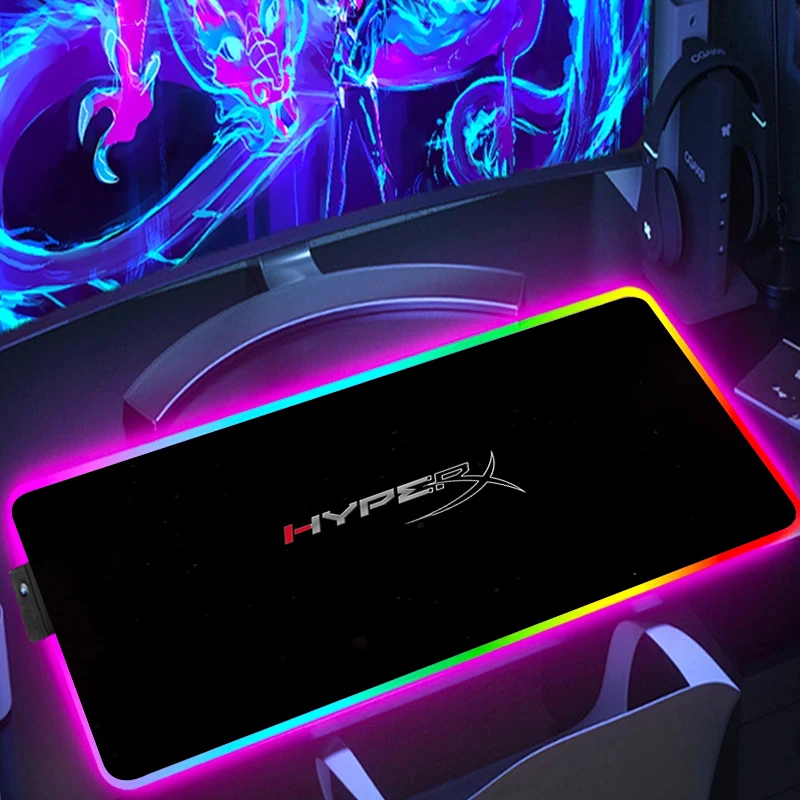 

Large Mouse Pad With Rgb HyperX Desk Mat Backlight Pc Gamer Accessories Mousepad Anime Keyboard Mats Xxl Gaming Extended 900x400