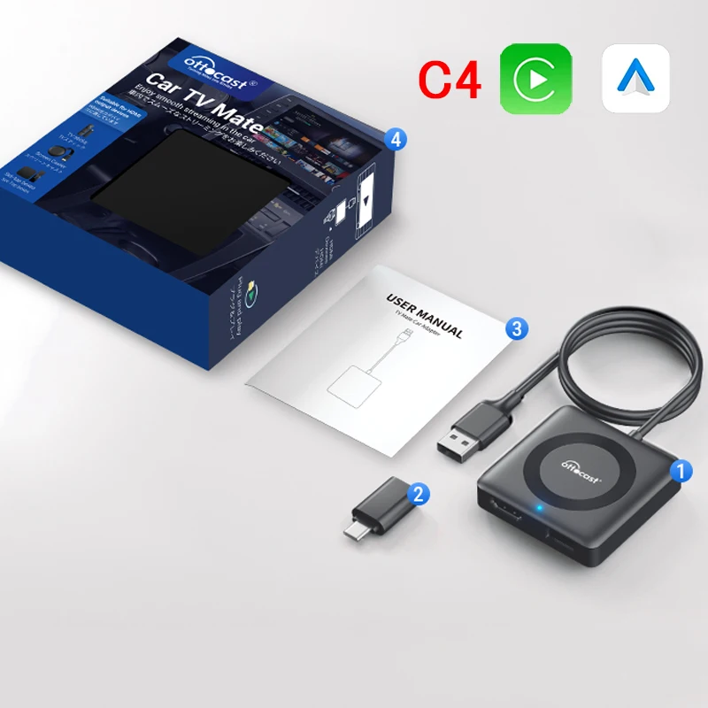 

Ottocast Car Tv Mate Беспроводной Carplay Android Auto адаптер HDMI Мультимедиа Видео Конвертер для Google Android TV Stick Game Box Netflix