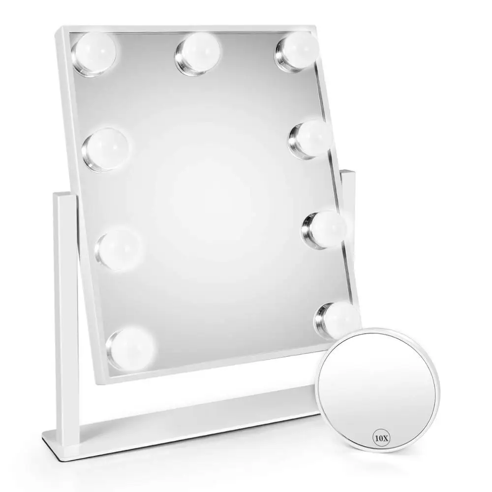 Makeup Mirror with Lights Hollywood Lighted Mirror Compact for Makeup 9 LED Bulbs for Dressing Room & Bedroom Tabletop
