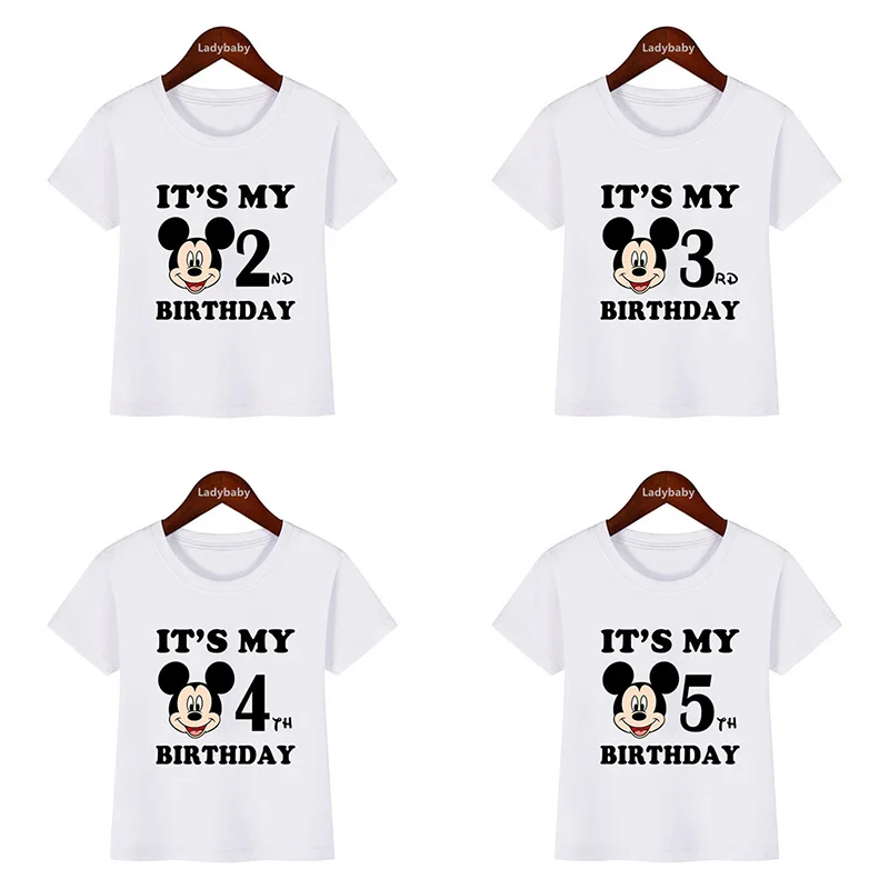 

Disney Mickey Mouse Graphic Kids Clothes It's My 1 2 3 4 5 6 7 8 9 Years Birthday Boys Girls T shirt Cute Baby Children T-Shirts