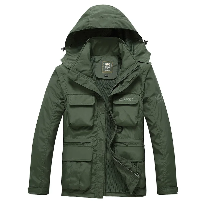 New Outdoor Camera Quick Dry Jacket Men Photography Multi-bag Removable Sleeve Anti-sweat Windbreaker Hiking Reporter Clothes