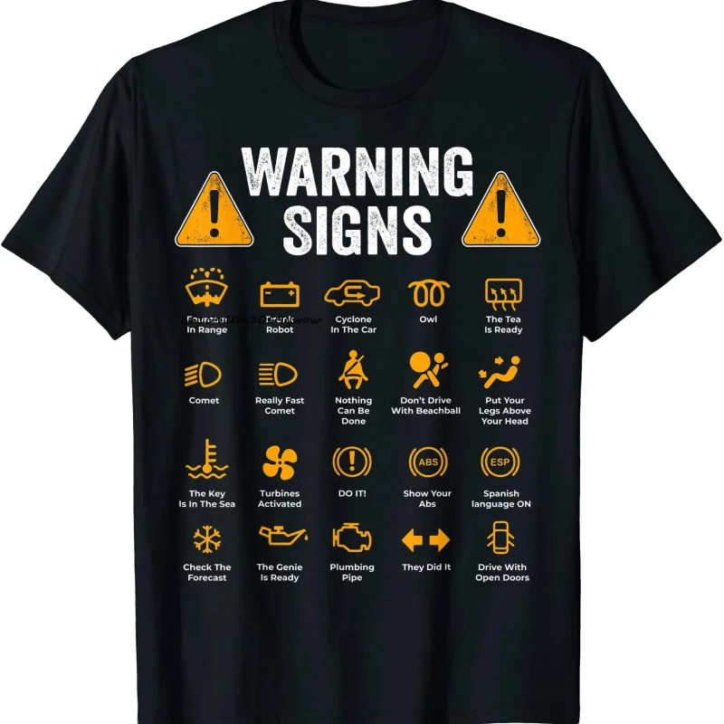 

Funny Driving Warning Signs 101 Auto Mechanic Gift Driver T-Shirt Fashion Casual T Shirt Cotton Mens Tops Tees Casual