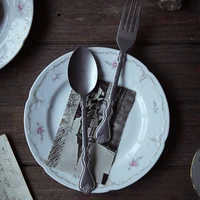 wedding matte silver cutlery set designer high quality luxury full fork spoons kitchen dinner dessert cuisine tableware oa50ds