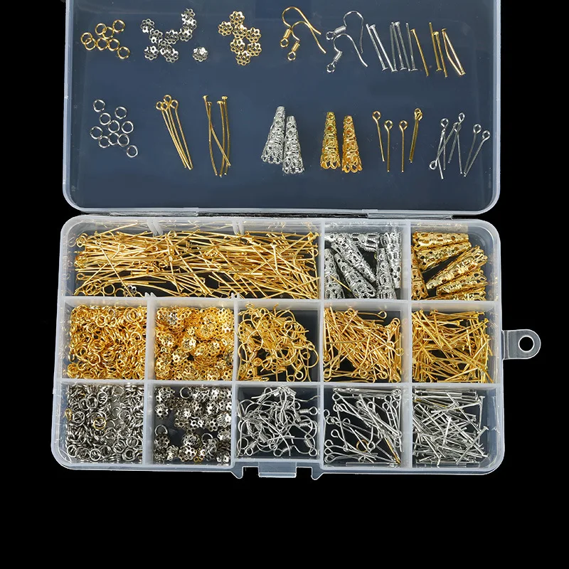 13 Grids Mixed Metal Accessory Box DIY Jewelry Material Case for Holding KC Gold and Platinum In A Plastic Transparent Box