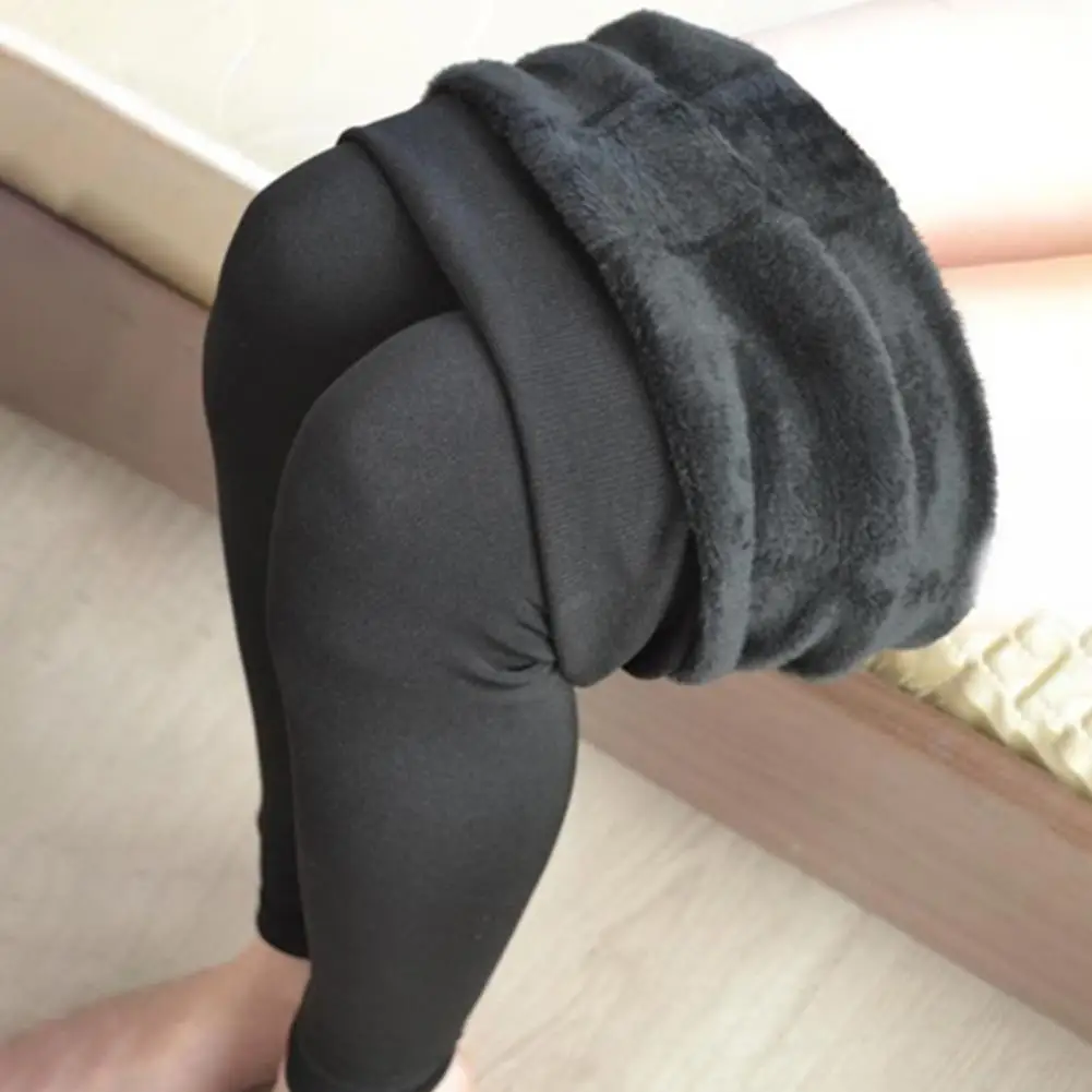 

Thick Winter Leggings Anti-slack Elastic Women Leggings High Waist Thermal Leggings Velvet Lined Stirrup Lady's Pants for Home