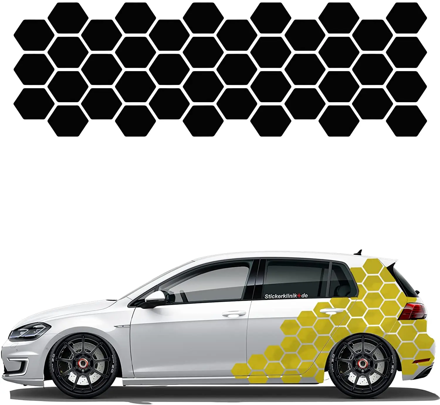 

1A Style Sticker Auto Waben Aufkleber Autodekor KFZ Seitenaufkleber Camper Wohnwagen Folie (Gold-Metallic)