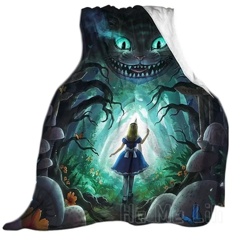 Фланелевое одеяло с чеширским кошачьим лицом в стране чудес исчезающие зубы