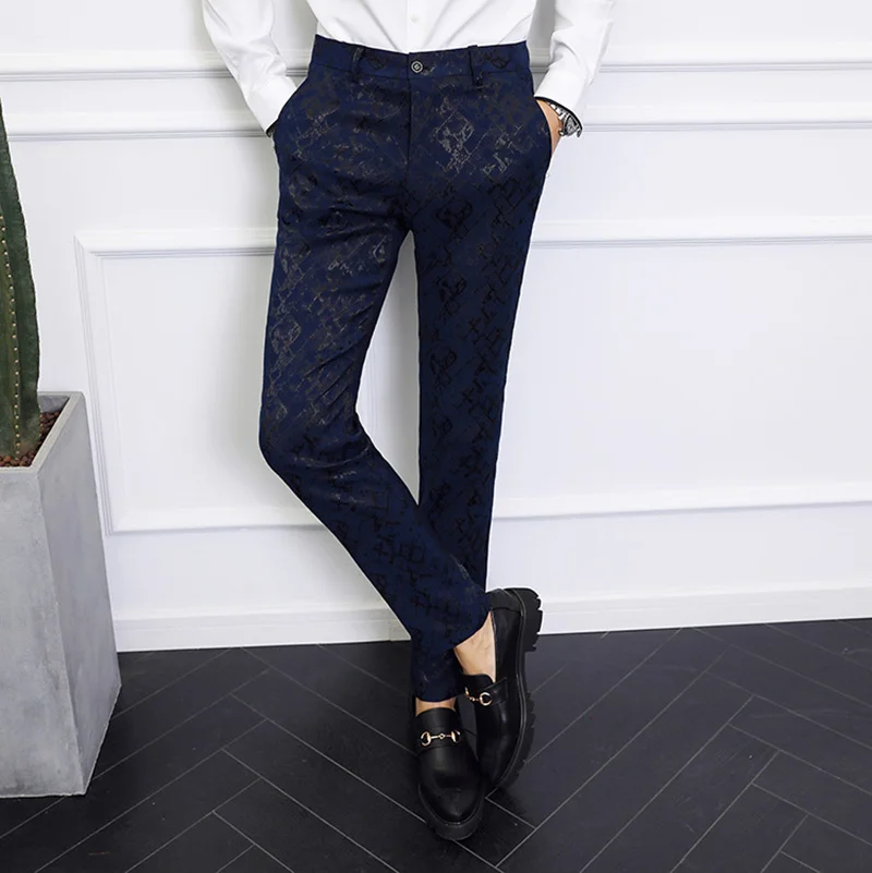 

Эксклюзивные Мужские элегантные и модные высококачественные простые деловые повседневные брюки для выступлений в итальянском стиле для джентльмена