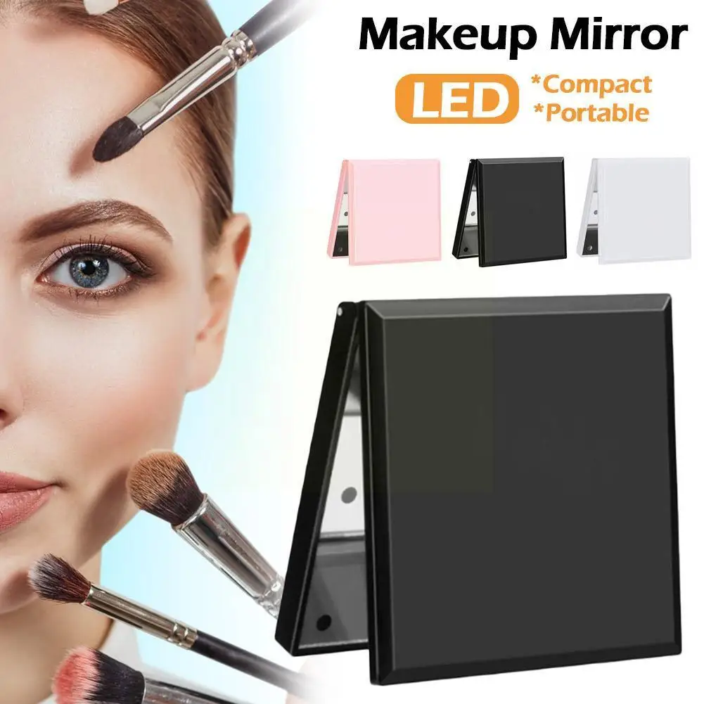 

Двустороннее складное косметическое зеркало для путешествий со светодиодной подсветкой, портативное мини-зеркало для женщин, карманное зеркало, зеркало для макияжа P1Y3