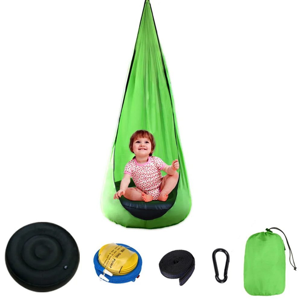 

Leisure Home Garden With Inflatable Cushion Sleeping Safety Lightweight Hammock Chair Indoor Outdoor Camping Kids Pod Swing Seat