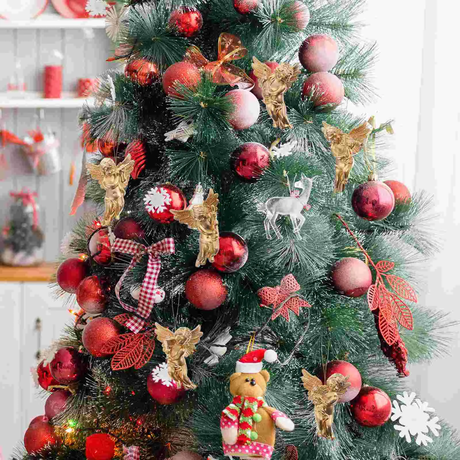 

Christmas Angel Hanging Ornaments Mini Gold Angel Cherub Music Instrument Miniature Angels Figurines
