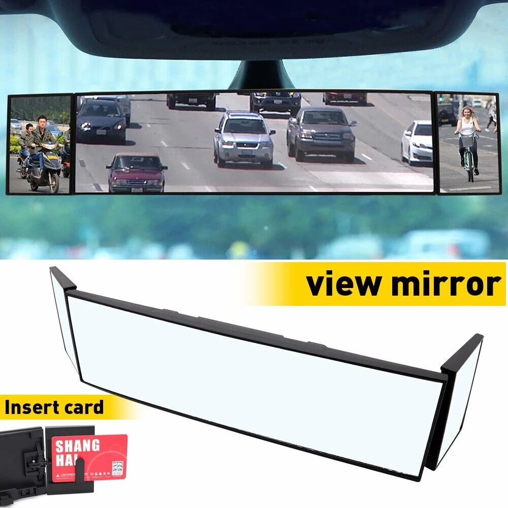 

270mm Car Large Vision Proof HD Flat Interior Rear View Mirror Clip-on Auto Wide Angle Rearview Mirrors Surface Endoscope