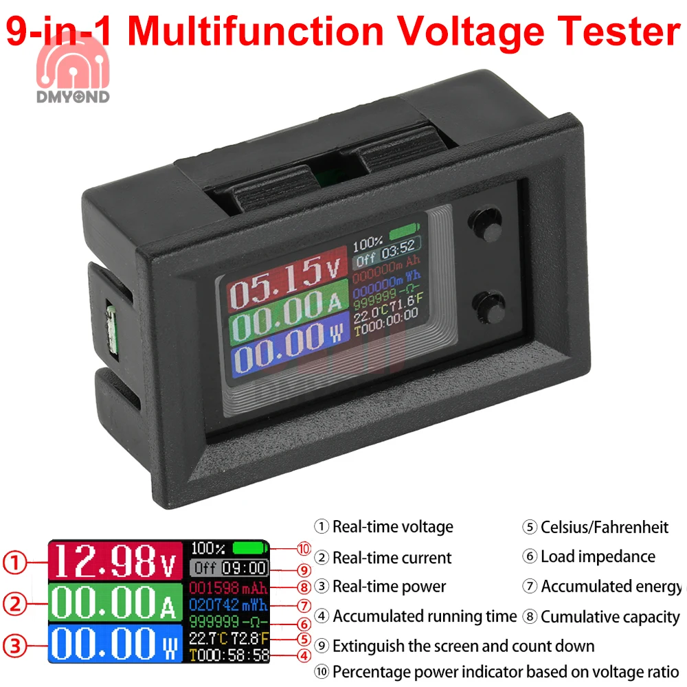DC4-30V 10A цифровой вольтметр тестер цветной экран дисплей низковольтная версия