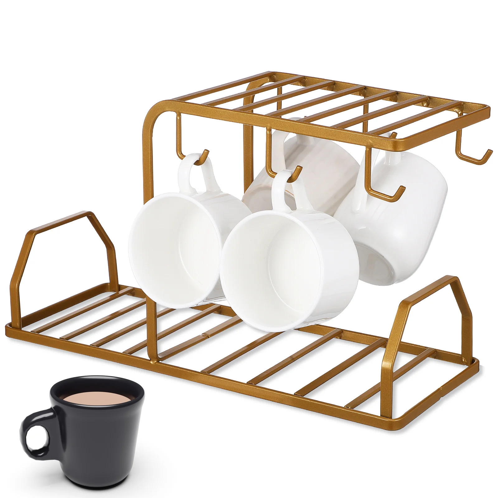 

Counter Coffee Cup Holder Tea Stand Iron Basket Mug Metal Countertop Station Organizer