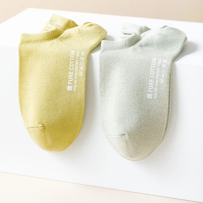 Женские новые хлопковые носки упрощенные с буквенным принтом невидимые носки с неглубоким горлом японские кавайные спортивные женские носки до щиколотки G114