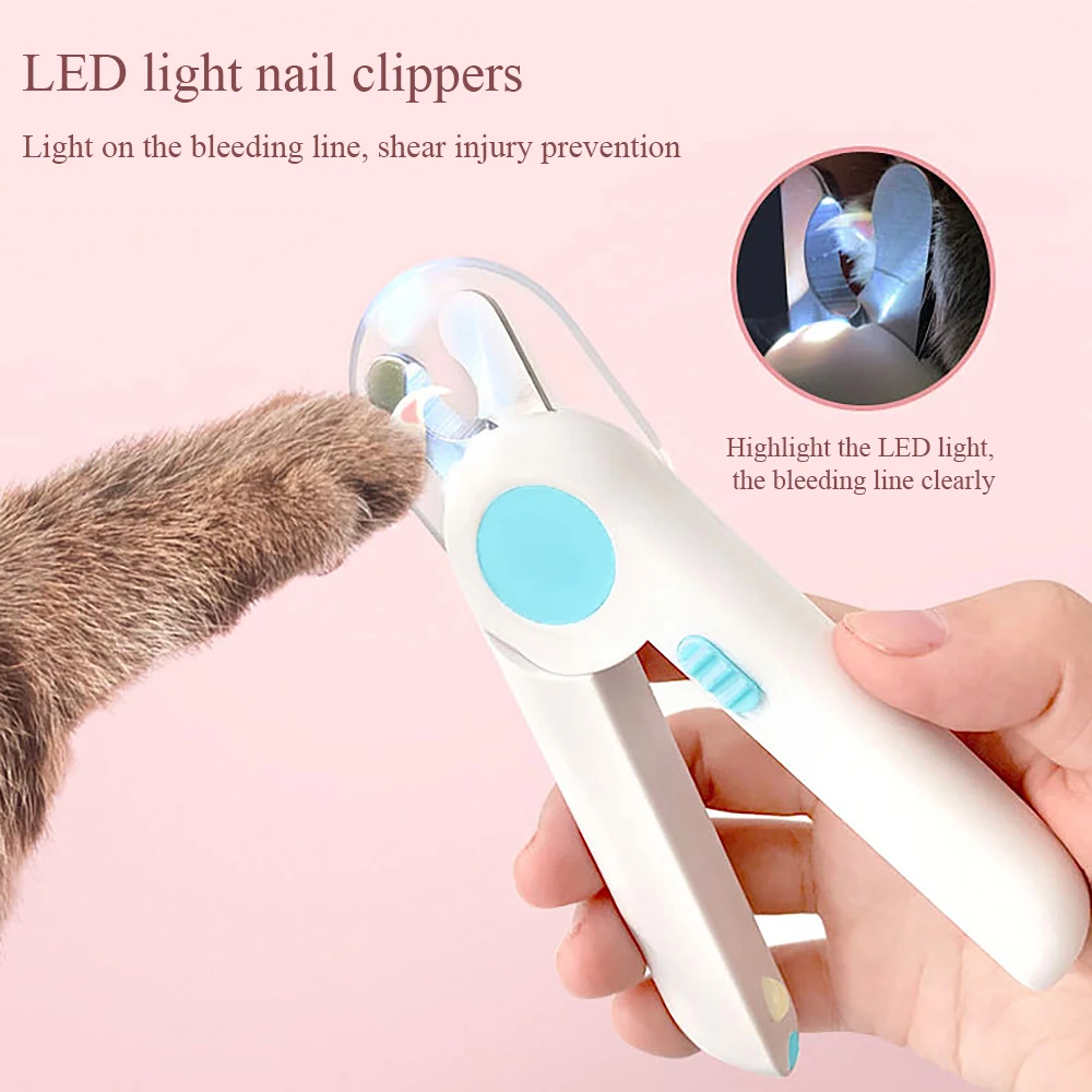

LED Pet Nail Clipper Scissors Professional Stainless Steel Nail Cutter Cat Claw Cutting Machine Puppy Kitten Beauty Scissors