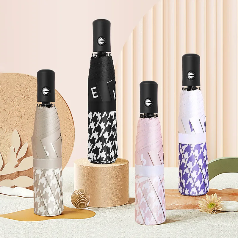 

Kawaii Sunscreen Anti-UV Sun Umbrellas 8K Fully Automatic Umbrella Windproof 3 Folding Rain Umbrella Luxury Parasol For Travel