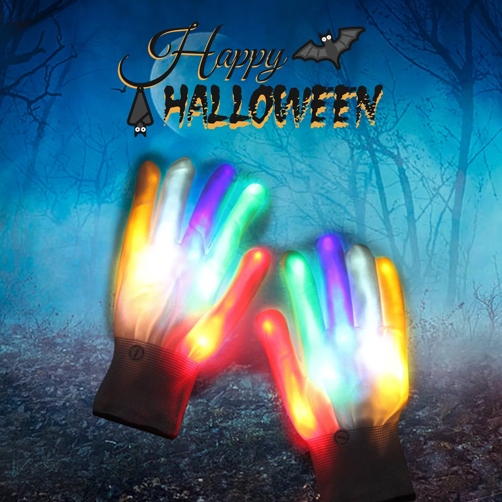 

Женские перчатки со светодиодной подсветкой, перчатки в подарок для Хэллоуина, цветные Светящиеся перчатки для мужчин, зимние аксессуары