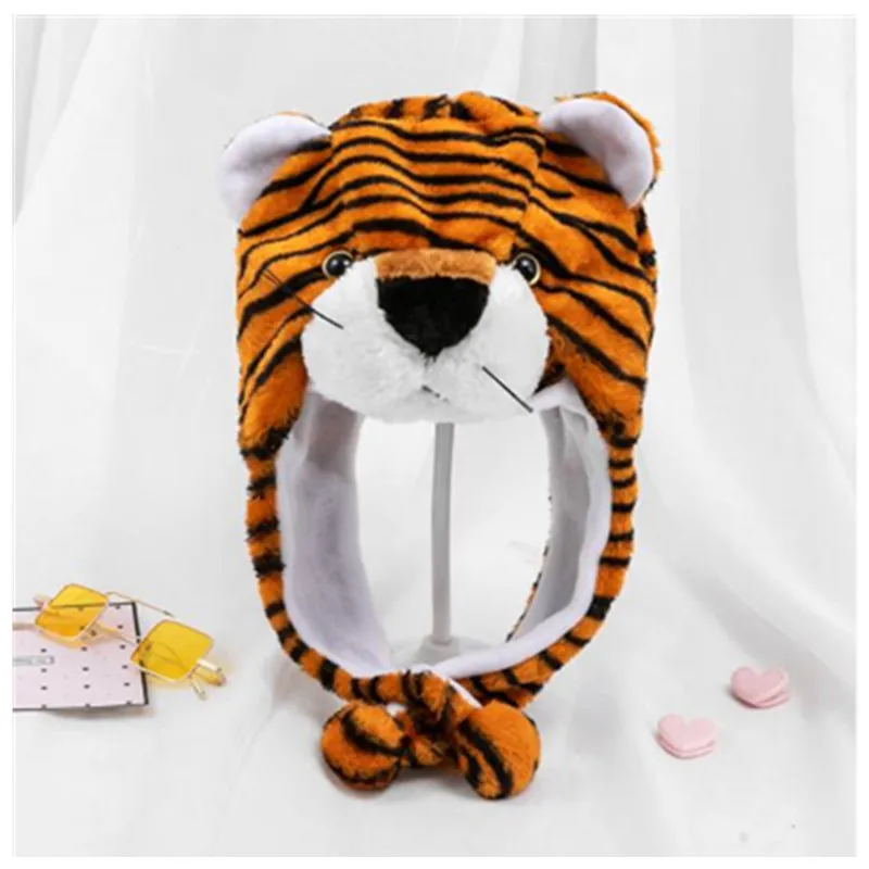 

Tiger Headgear Plush Animal Hat Warm Ear Protection Children Adult Cartoon Hat Kindergarten Parent-child Performance Headgear