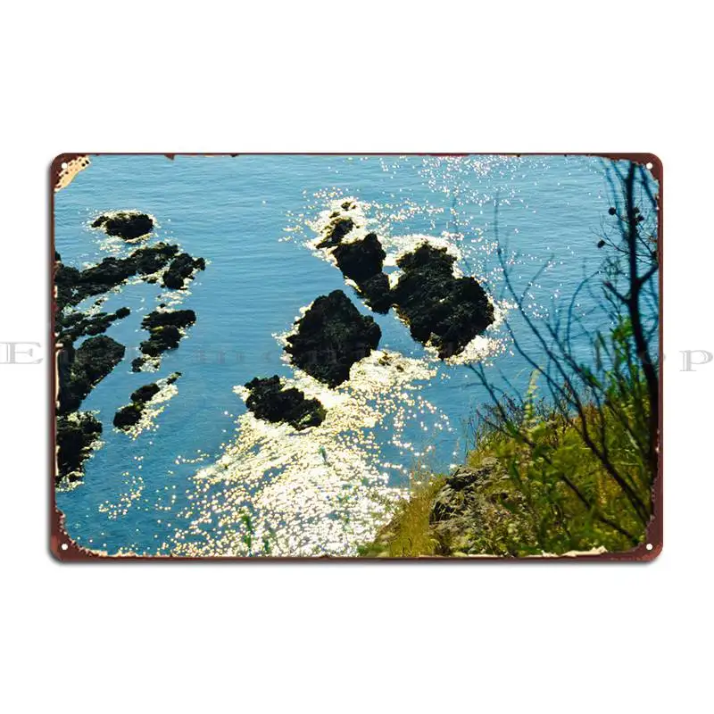 

Rocks Sunny Ocean Metal Sign Pub Mural Living Room Custom Customize Kitchen Tin Sign Poster