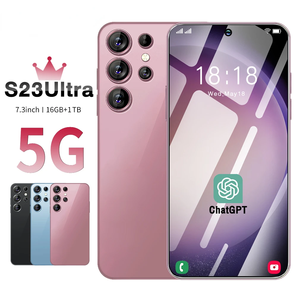 

New Original S23 Ultra Smart Phone 7.3 Inch HD Full Screen Face ID 16GB+1TB Mobile Phones Global Version 4G 5G Cell Phone