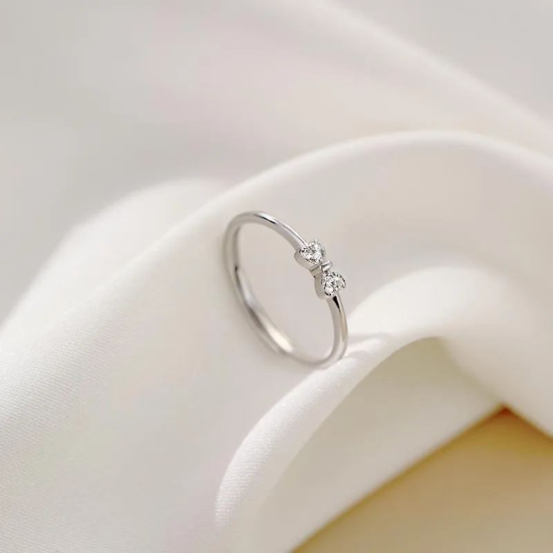 

Simple Fashion 925 Silver Butterfly Bow Adjustable Ring Exquisite Jewelry Ring for Women Party Couple Wedding Rings Gift