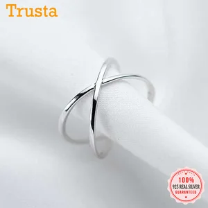 TrustDavis Настоящее серебро 925 пробы модное милое 3D крест Открытое кольцо для женщин Свадьба День рождения Fine S925 кольцо ювелирные изделия DS954