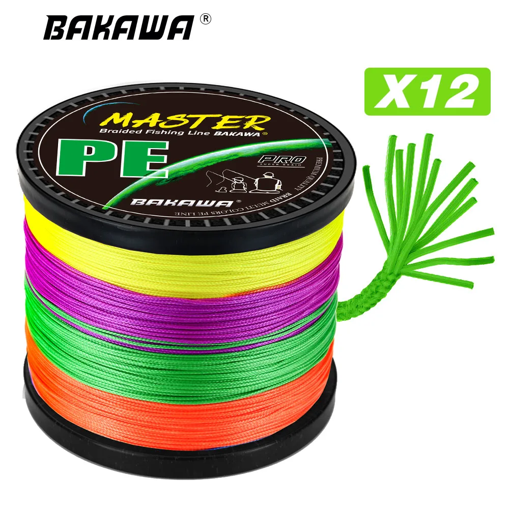 

BAKAWA 12 Strands 300M 100M 500M 1000M PE Braided Multifilament Fishing Line Tresse Peche Saltwater Fly Weave for Carp Pesca