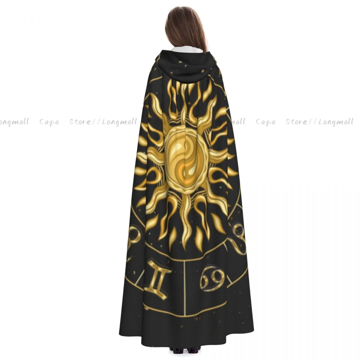 Колесо гороскопа с золотыми блестящими знаками Зодиака накидка капюшоном для