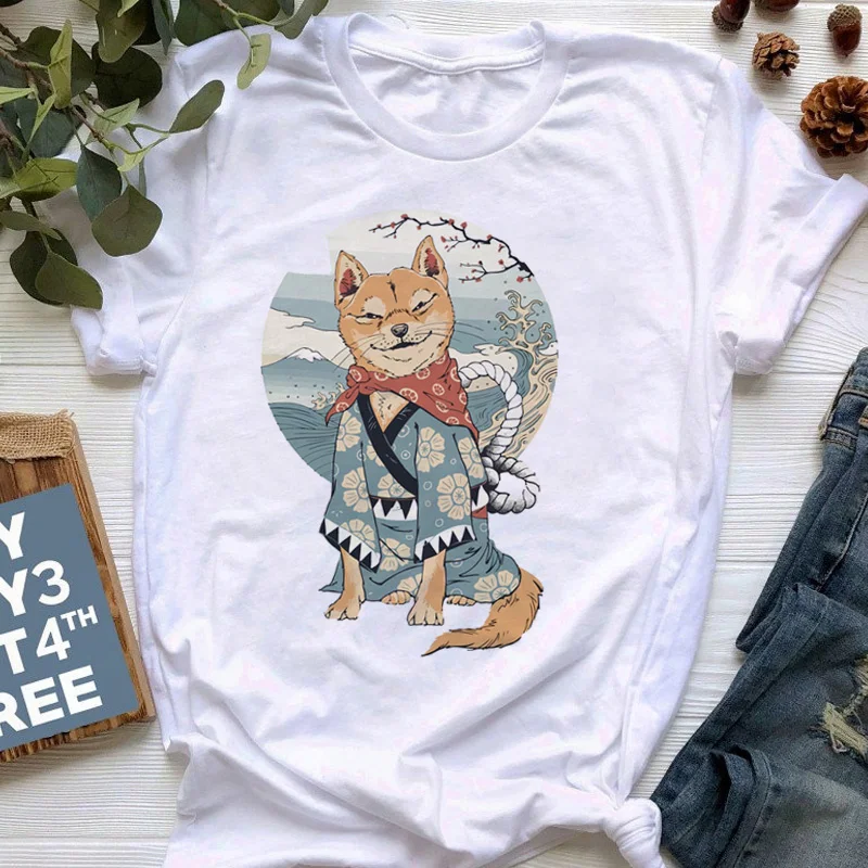 

shiba inu top tees male japanese 2022 graphic casual print top tees streetwear