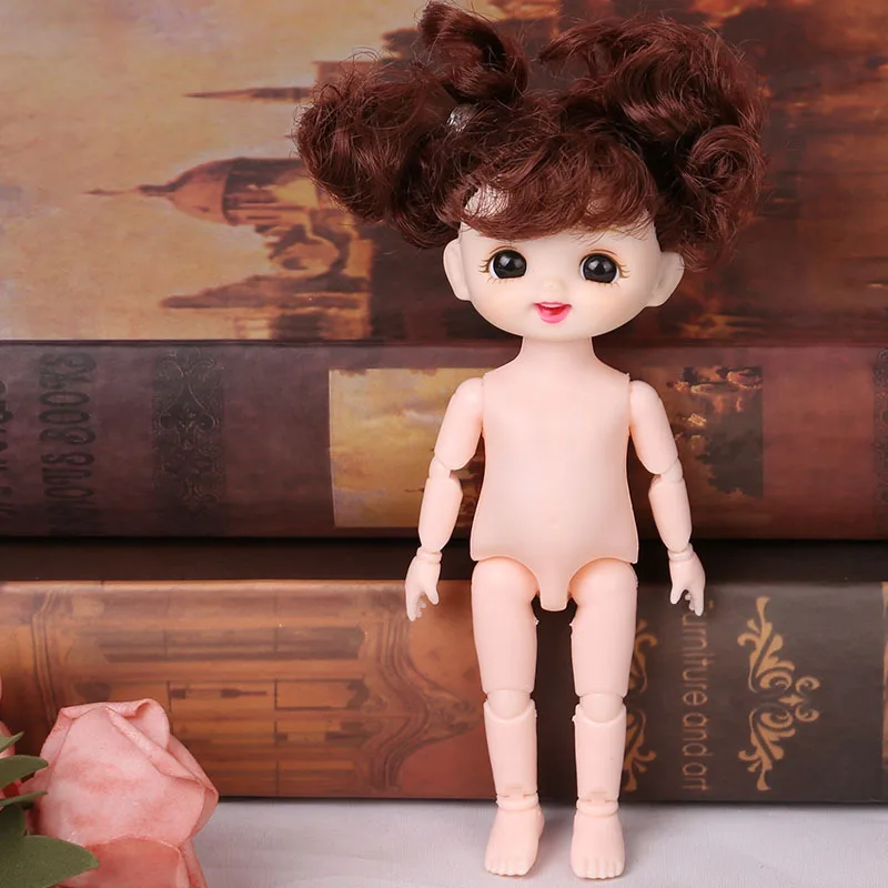 

3D Real Eye 16cm BJD 13 Movable Jointed 8 Points Refit Cute Joint Doll Body Children Play House DIY Toys Girl Fashion Gift