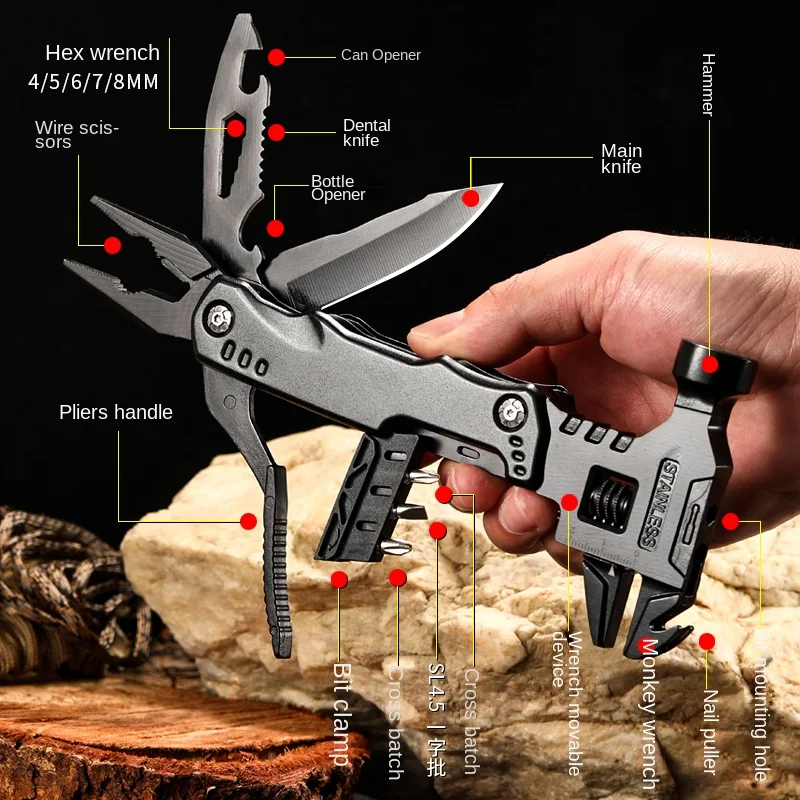 

Multi functional wrench Hammer combination universal folding pliers EDC tool Wrench universal folding pliers Hand Tools