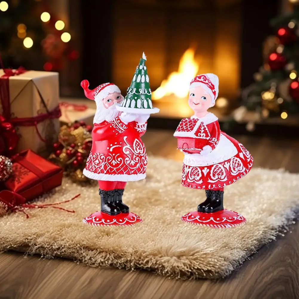 

Mr Santa And Mrs Santa Christmas Figurines Resin Gingerbread Santa Couple Statue Chrismtas Table Decor 2023 Gingerbread Decor