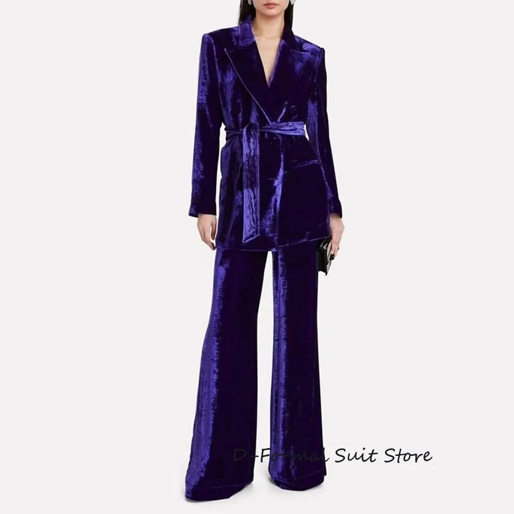 

New Women's 2 Piece Velvet Mother Bride Suits Business Blazer With Pants Ladies Party Evening Wear For Wedding костюм женск