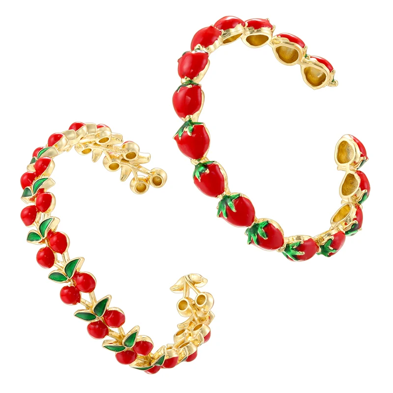 ZHUKOU милый женский открытый регулируемый браслет с красной вишней и клубникой в