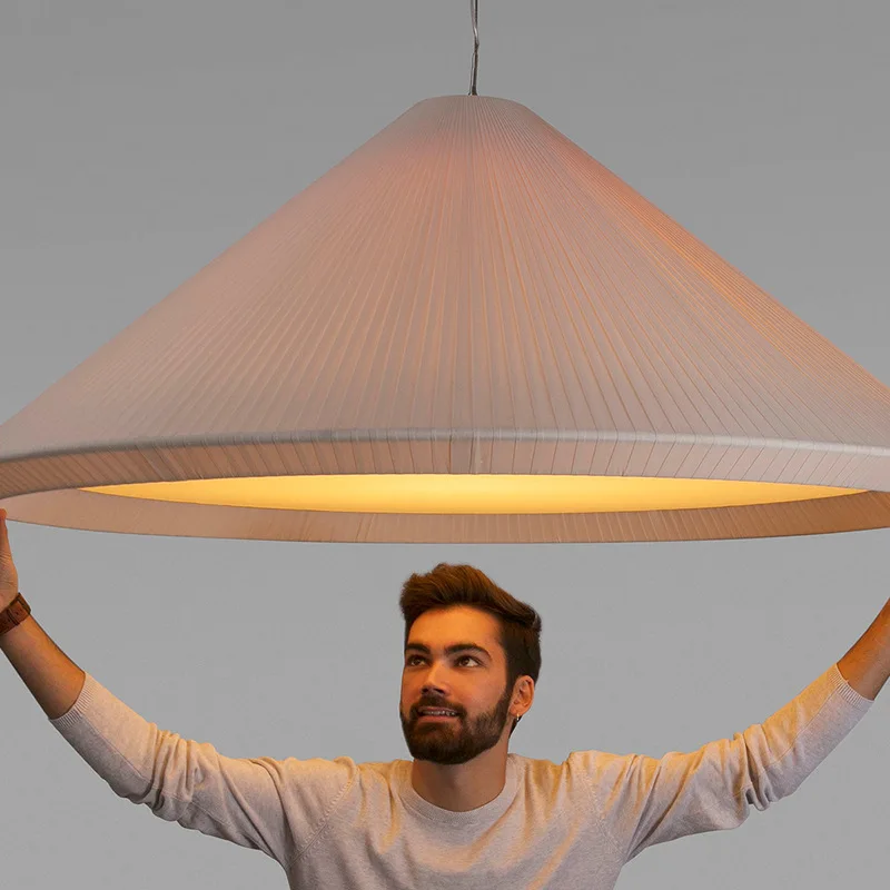 

Nordic Cone Fabric Pendant Lights Modern Quiet Wind Simple and Fresh Lamps for Living Room Bedroom Study Restaurant Chandeliers