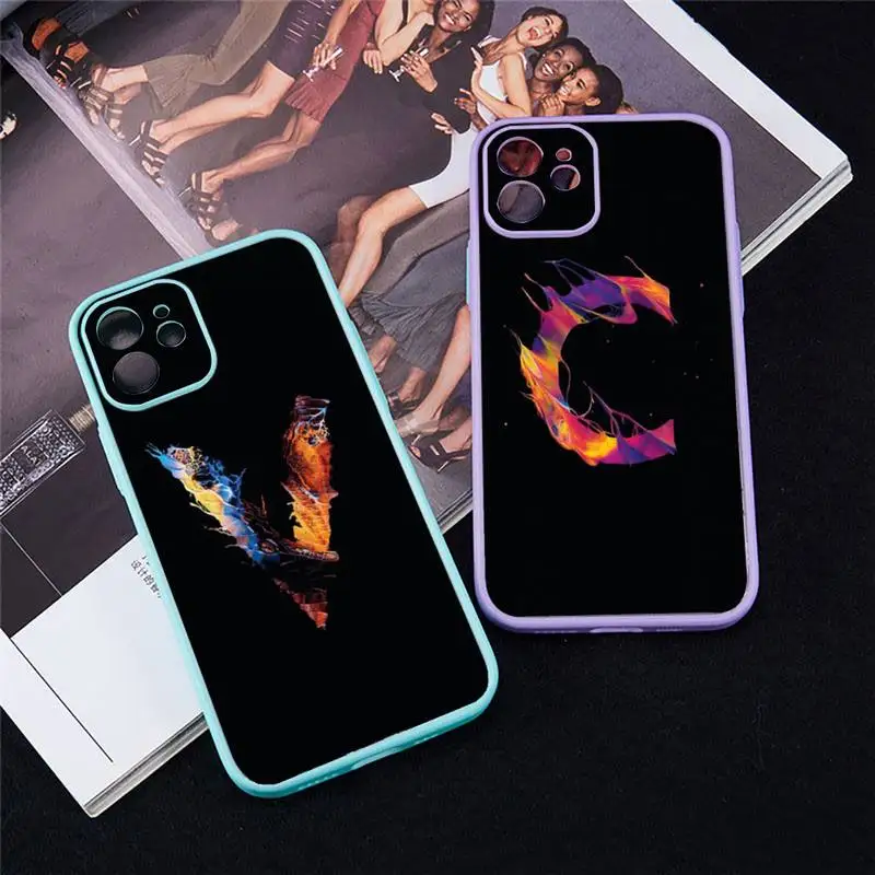 

Colorful design letters Phone Case For iPhone 13 12 11 Mini Pro XR XS Max 7 8 Plus X Matte transparent blue Back Cover