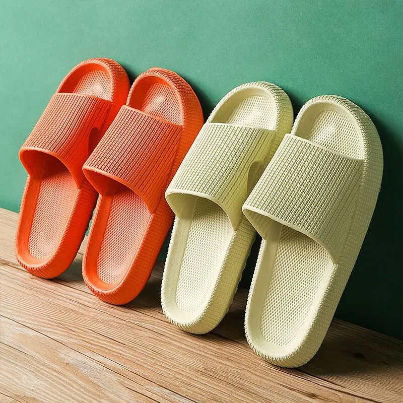 Summer Home Simple Thick Bottom Mute Slippers Couple Indoor Bathroom Anti-slip Sandals Unisex Comfortable High-end Sense Slipper
