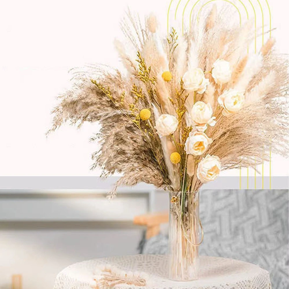 

Сушеные цветы, натуральная пампасная трава, декор в стиле бохо, для свадьбы, искусственный эвкалипт, пампасная трава, 100 шт.